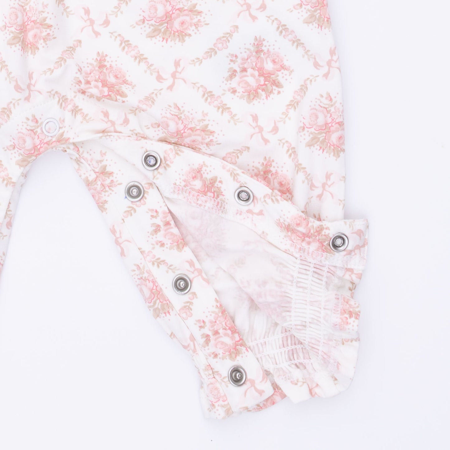 Rose Bow Lattice Smock Romper