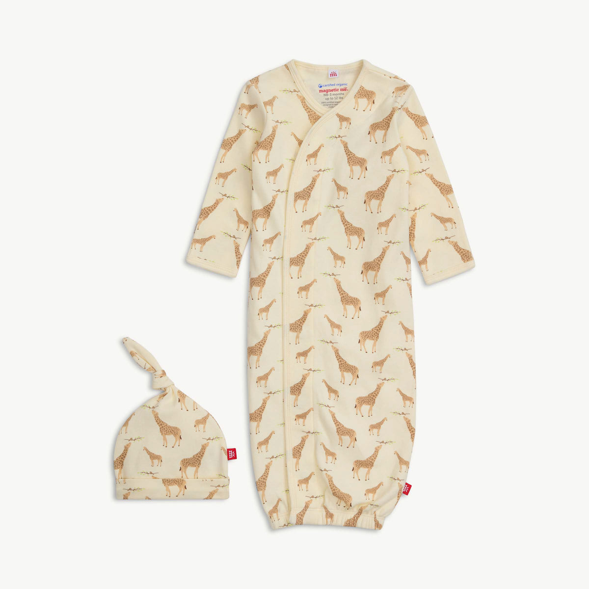 Cream Jolie Giraffe Organic Gown Set