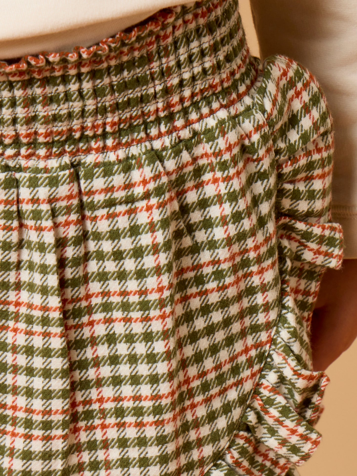 Olive Houndstooth Skirt/Flutter Top SET