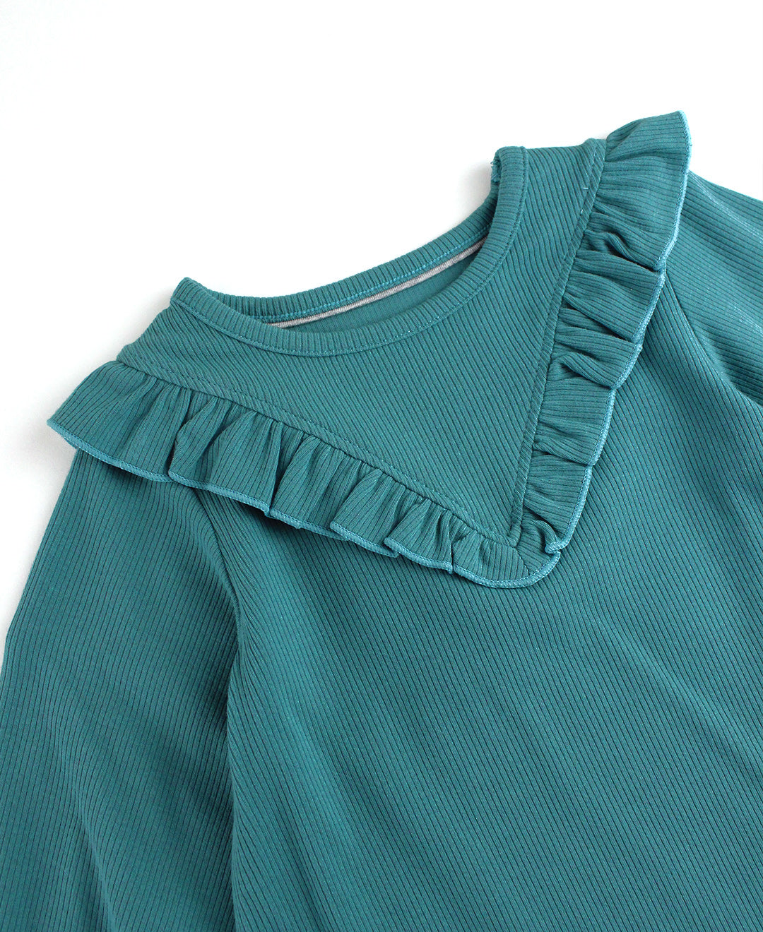 Brittany Blue LS V Ruffle Dress