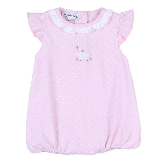Pink Sweet Lamb Embroidered Flutter Bubble