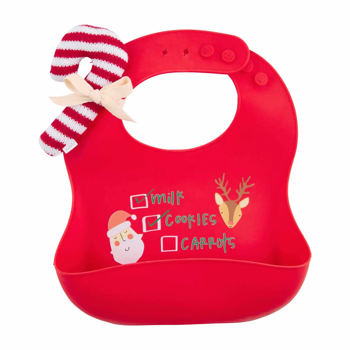 Red Candy Cane Silicone Bib Set