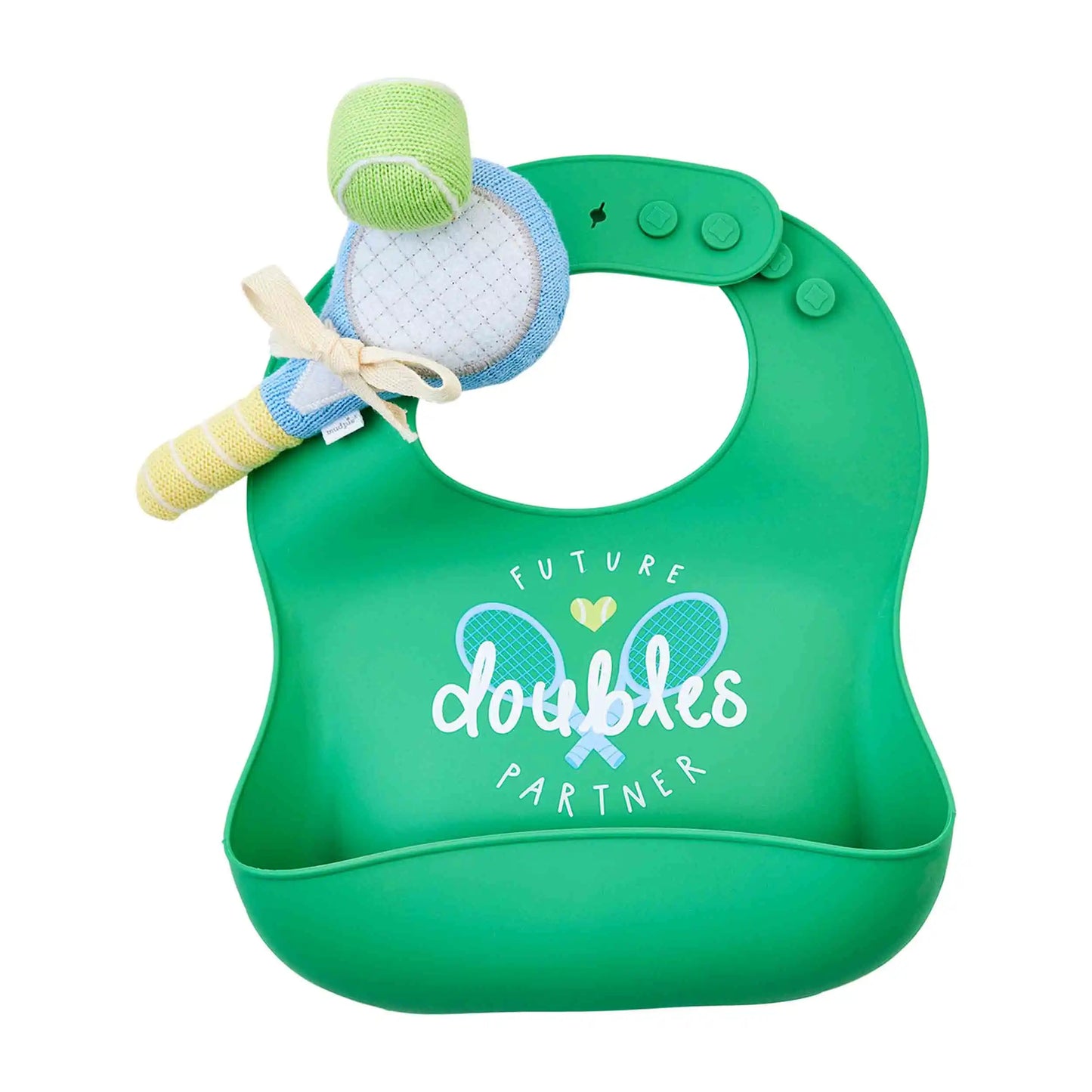 Tennis Silicone Bib & Rattle