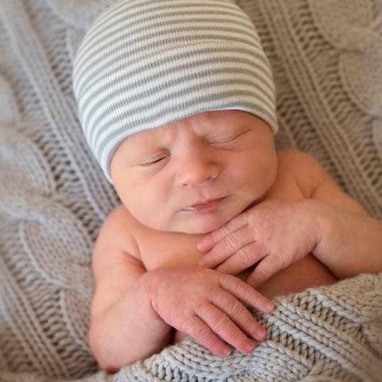 Grey & White Stripe Hospital Hat