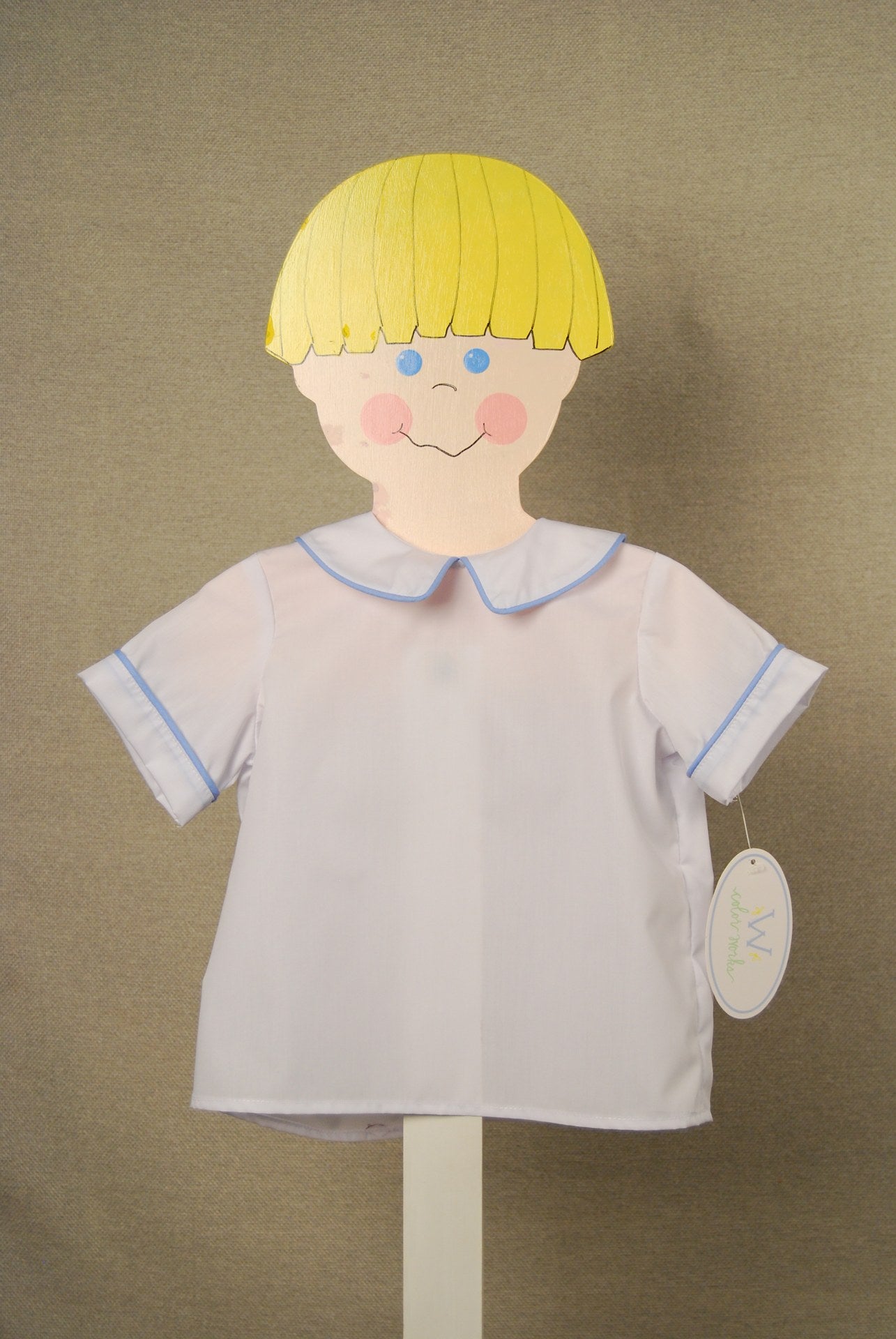 WHITE PIPING SHORT SLEEVE SHIRT