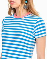 Charting Blue Amelia Striped Performance Dress
