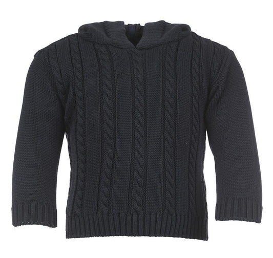 Navy Cable Zip Back Sweater