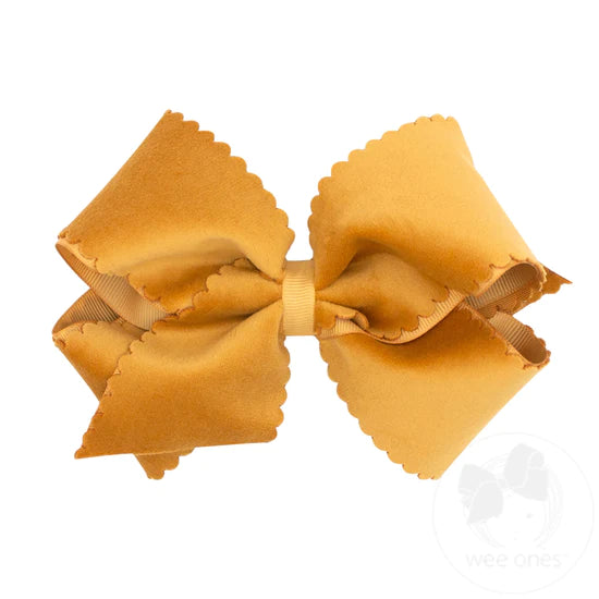 Velvet Faux SmKing Scalloped Bow