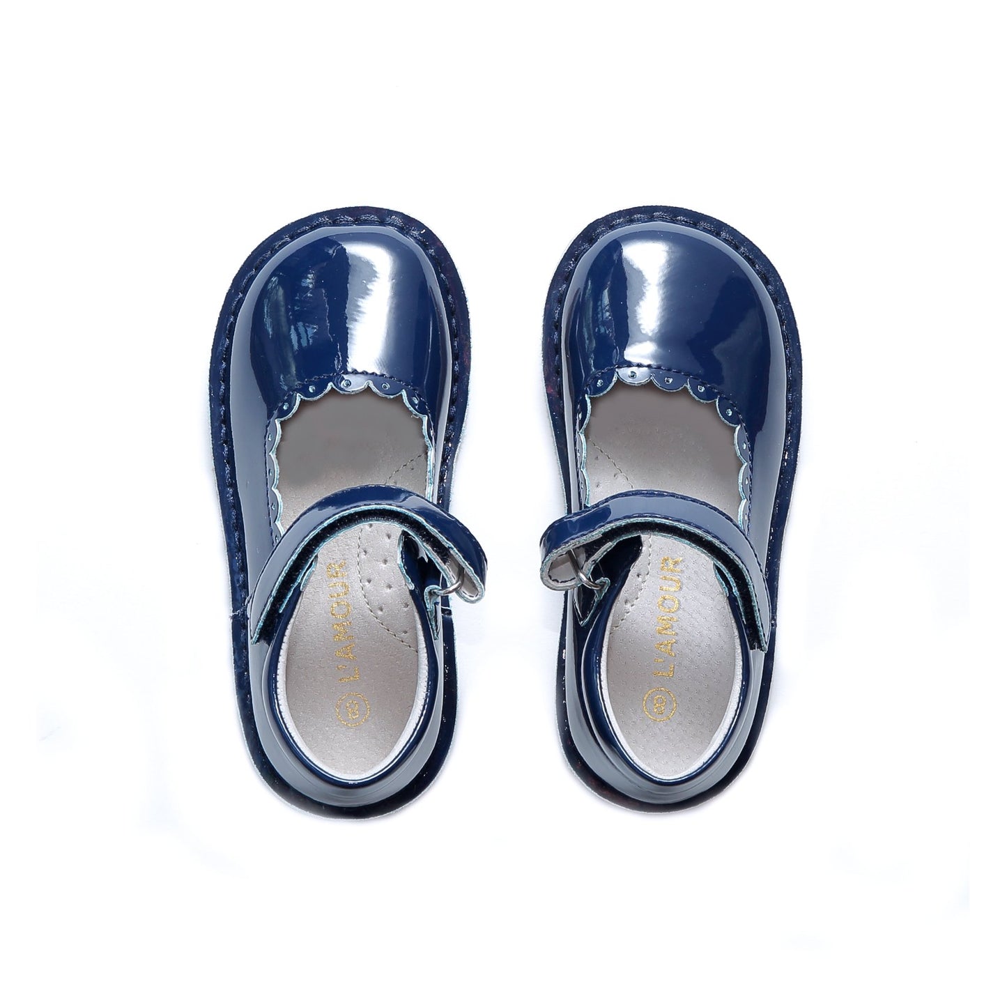 Caitlin Navy Patent Scalloped Maryjane