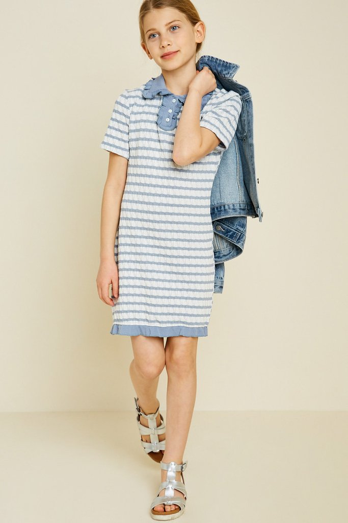 Blue Striped Mini Sweater Dress FINAL SALE