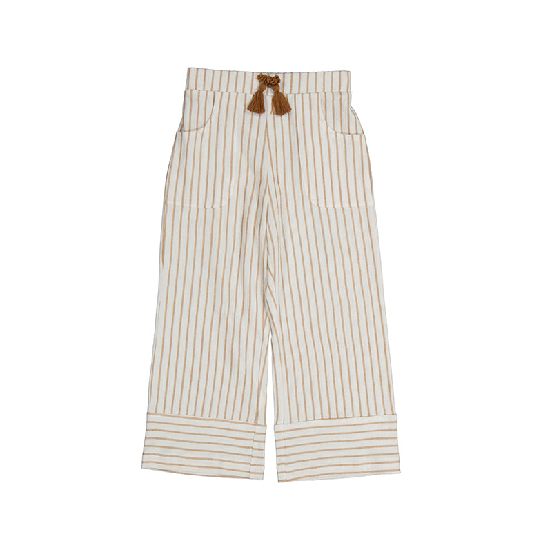 Caramel Striped Cropped Pants