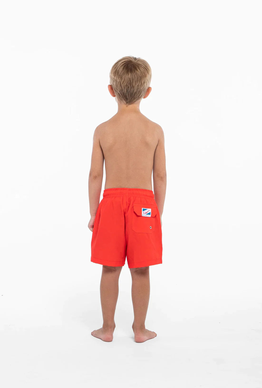 Red to Sharks Swim Trunks