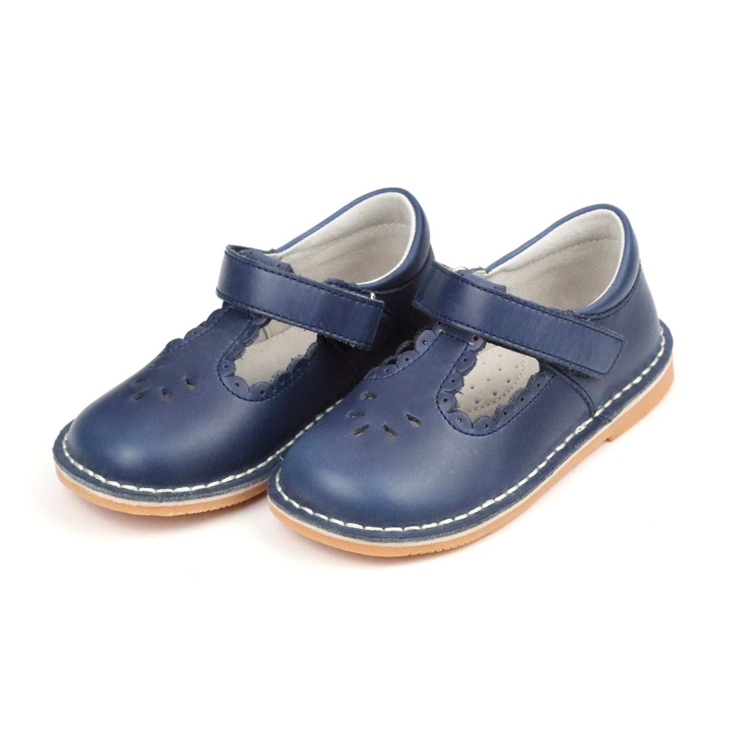 Navy Angie Scalloped T Strap MJ