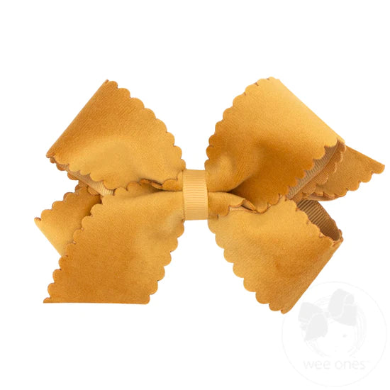 Velvet Faux Medium Scallop Bow