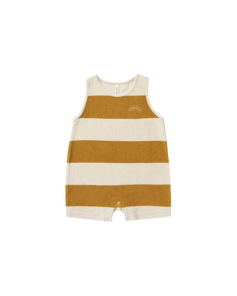 Gold Stripe Terry Sleeveless Romper