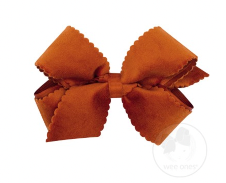 Velvet Faux SmKing Scalloped Bow