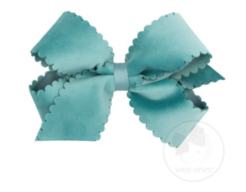 Velvet Faux SmKing Scalloped Bow