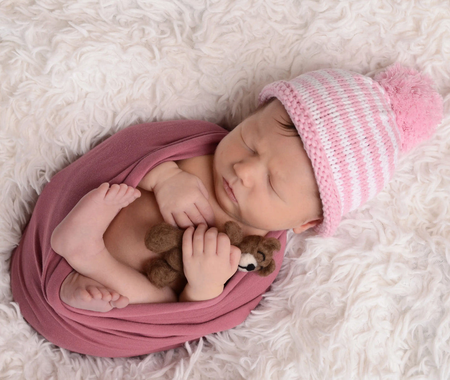 Pink Stripe Pom Hat