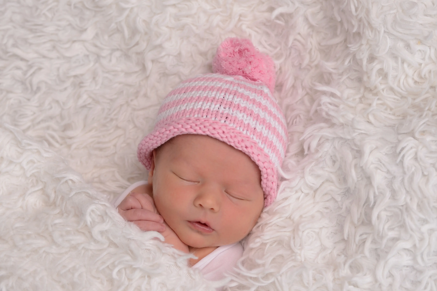 Pink Stripe Pom Hat