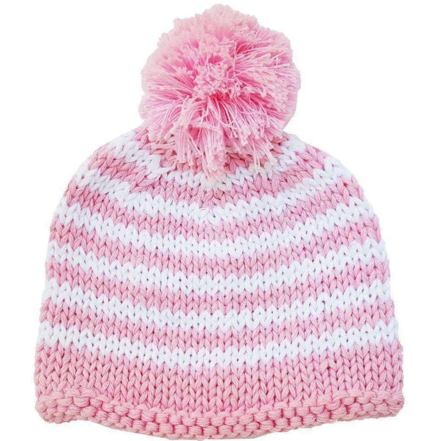 Pink Stripe Pom Hat