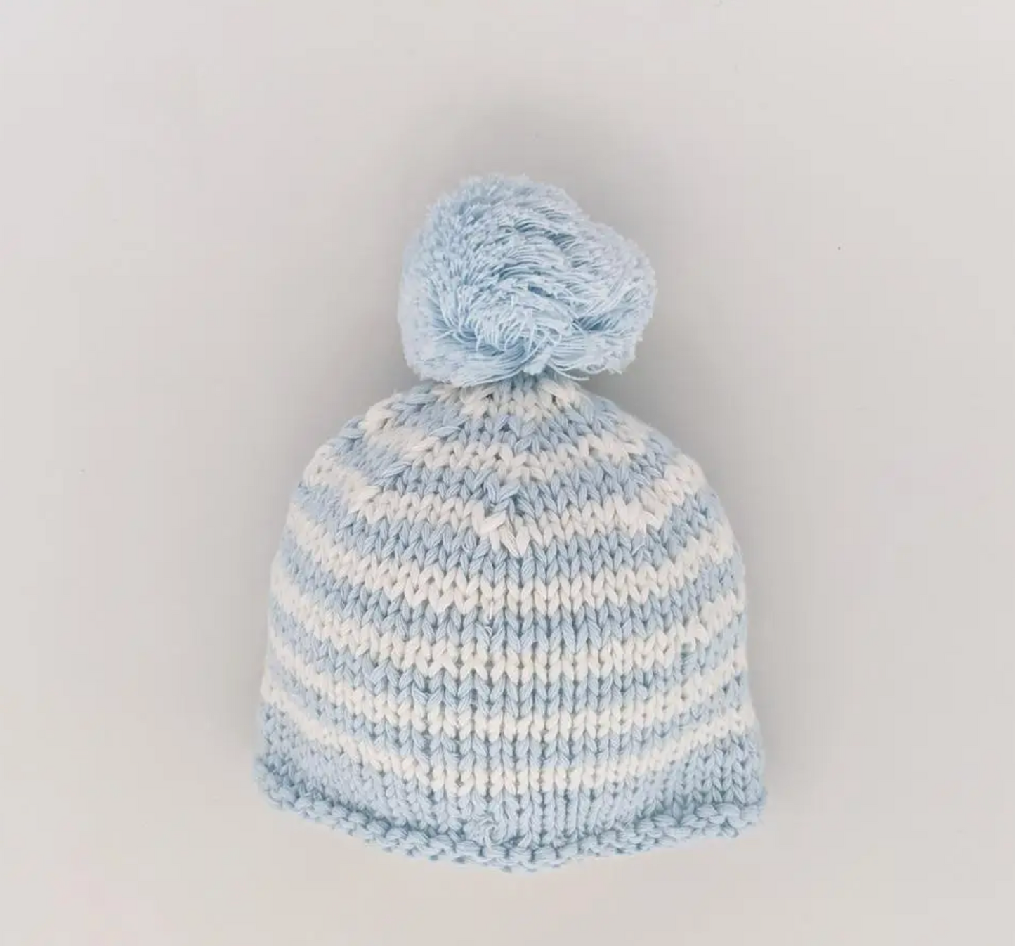 Blue Stripe Pom Beanie