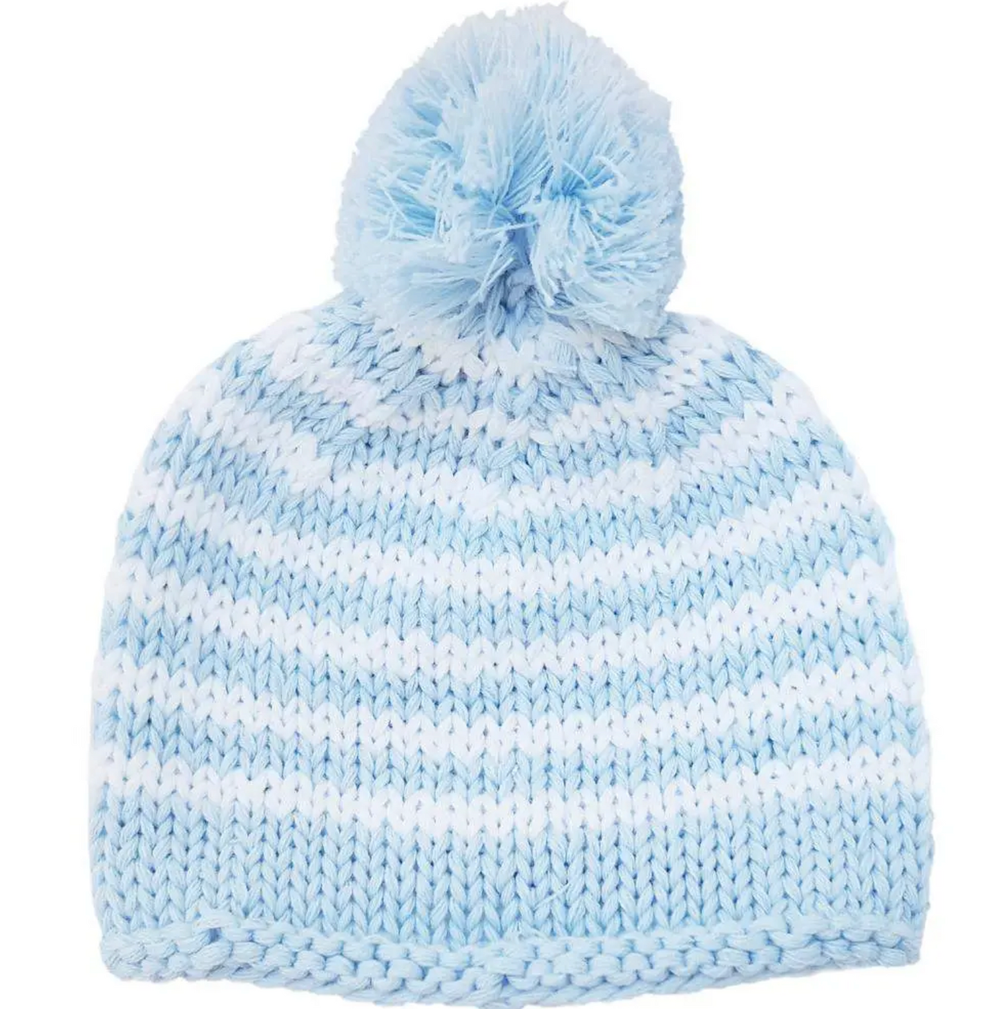 Blue Stripe Pom Beanie
