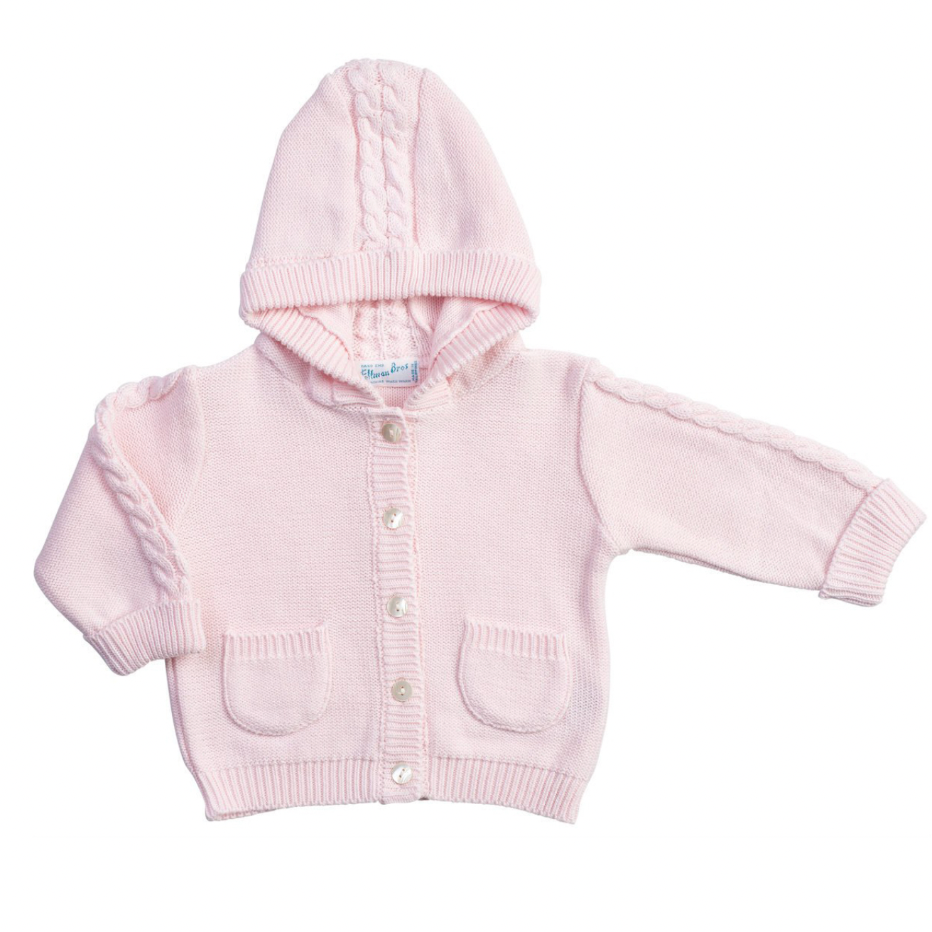 Pink Hooded Cable Cardigan