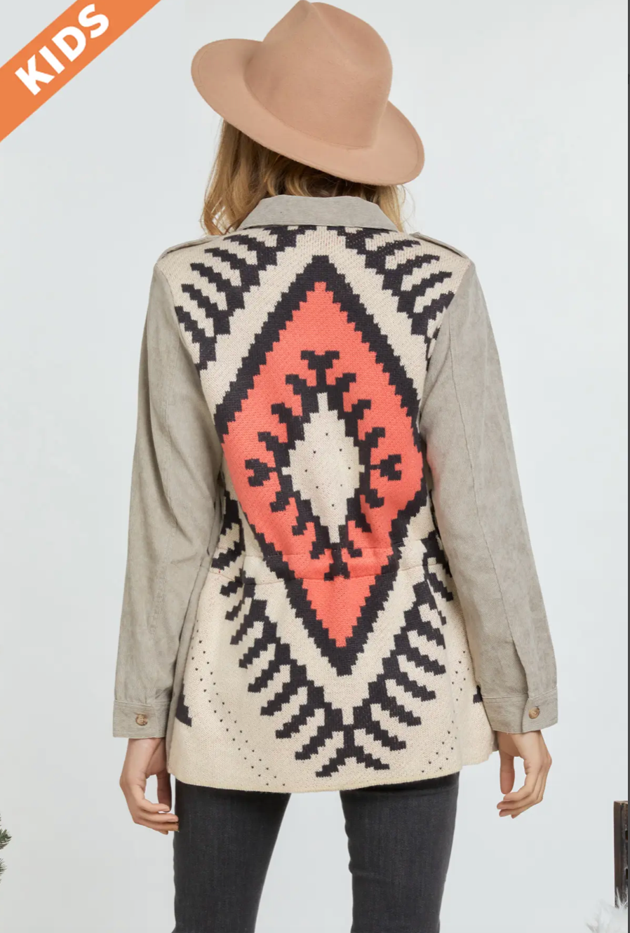 Ash Khaki Stoned Washed Ethnic Jacket FINAL SALE