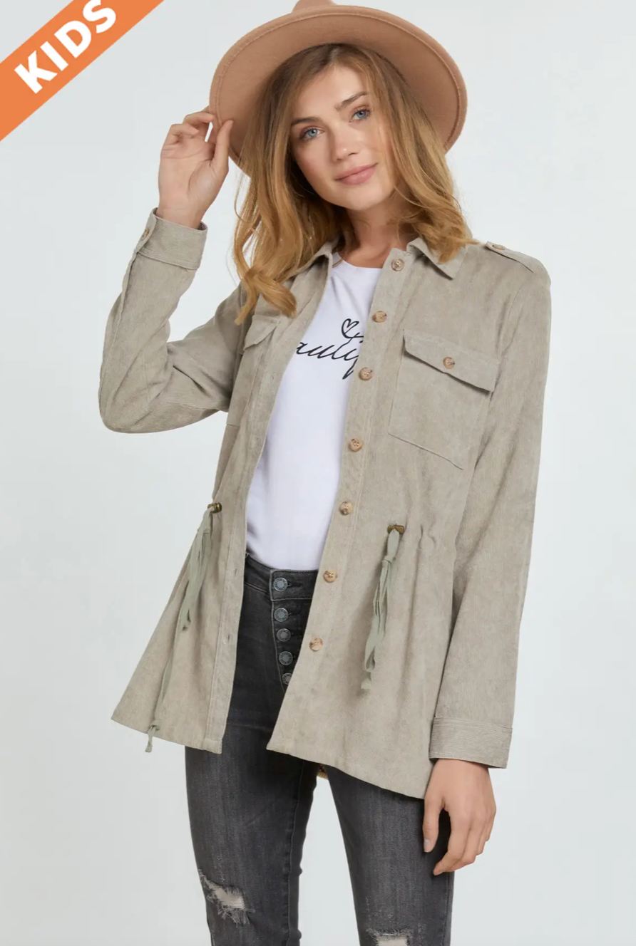 Ash Khaki Stoned Washed Ethnic Jacket FINAL SALE