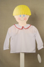 Red Piping LS White Peter Pan