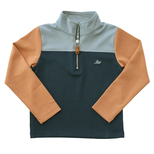 Blue/Coral Color Block Pullover