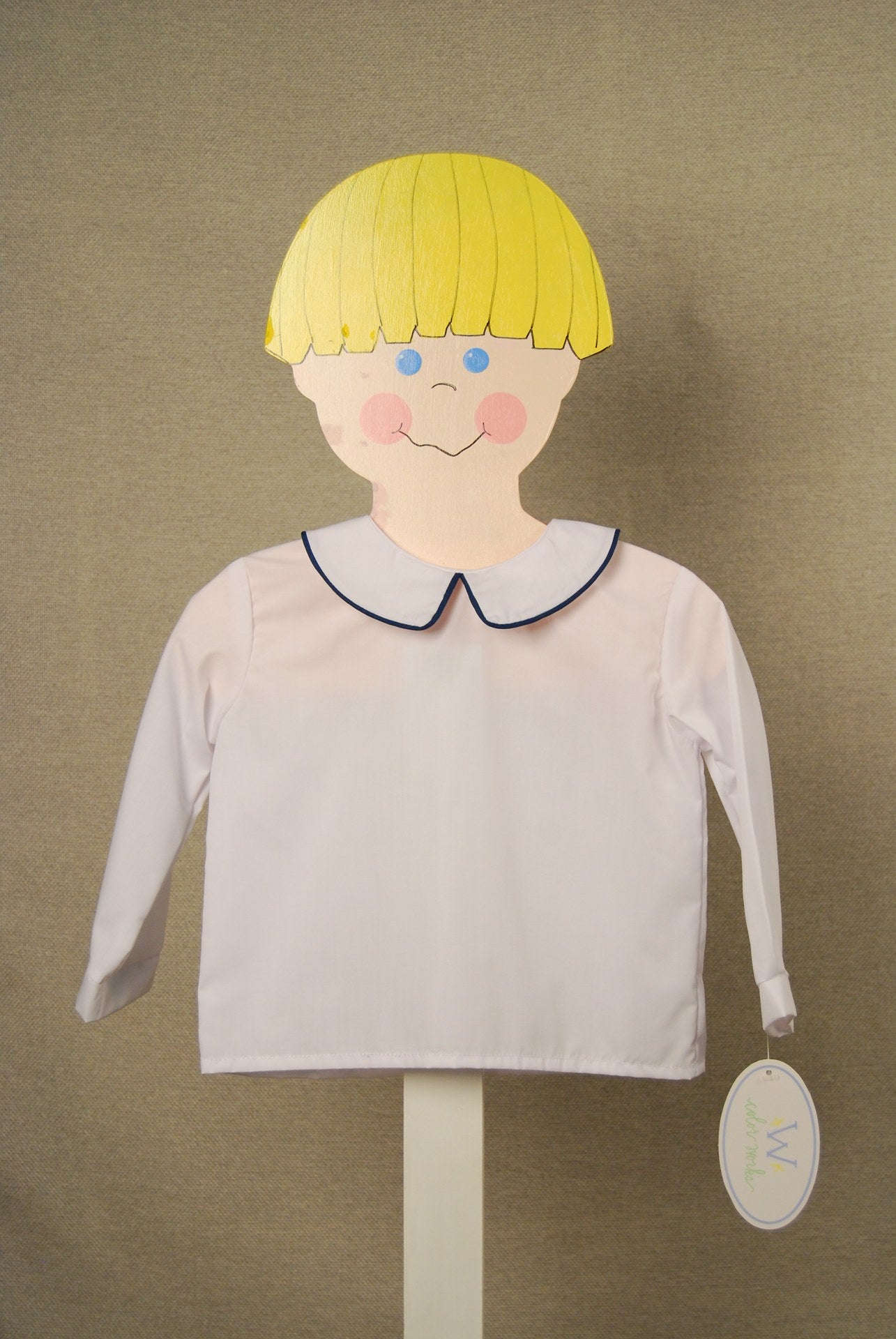 Navy Piping LS White Peter Pan