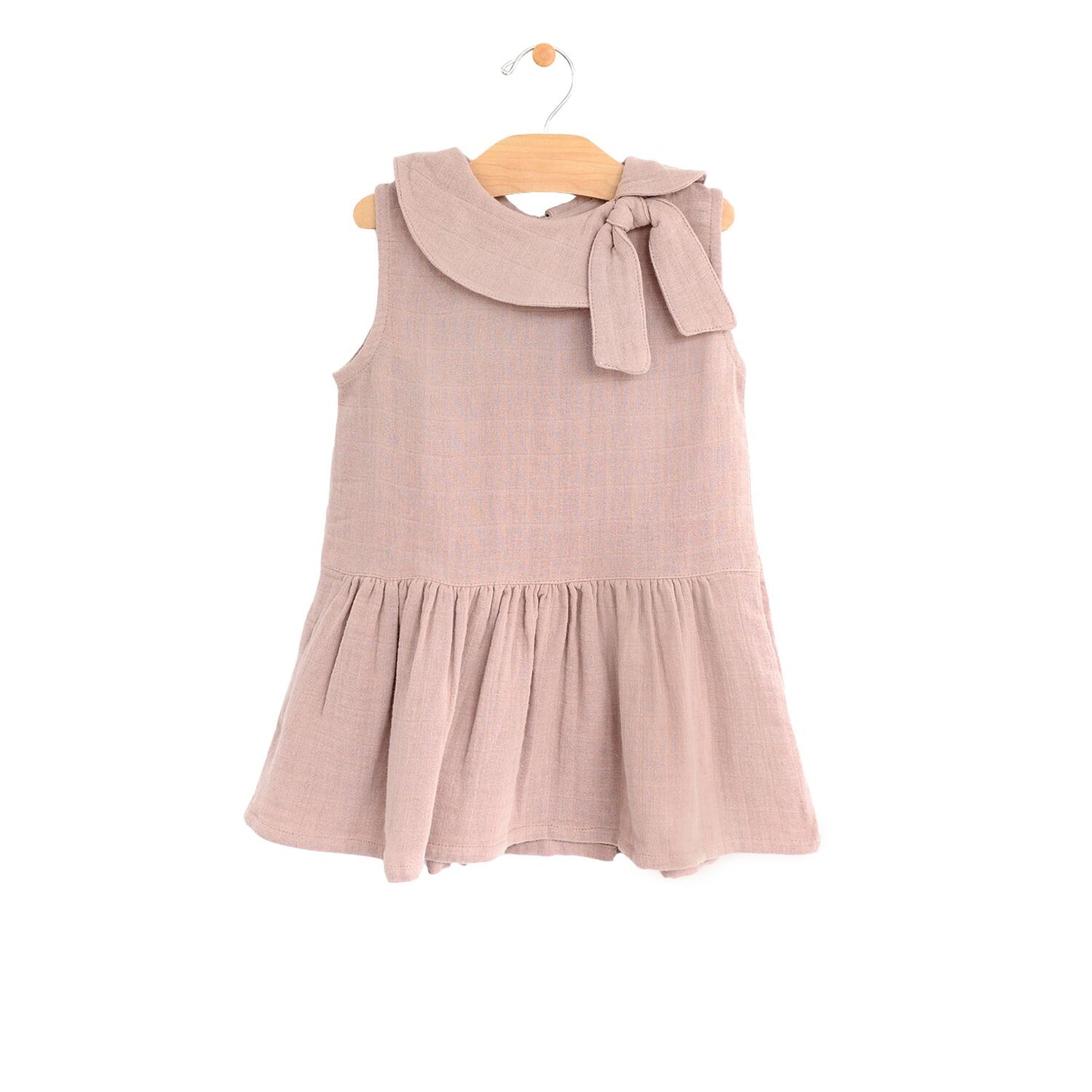 Dusty Mauve Muslin Retro Collar Dress