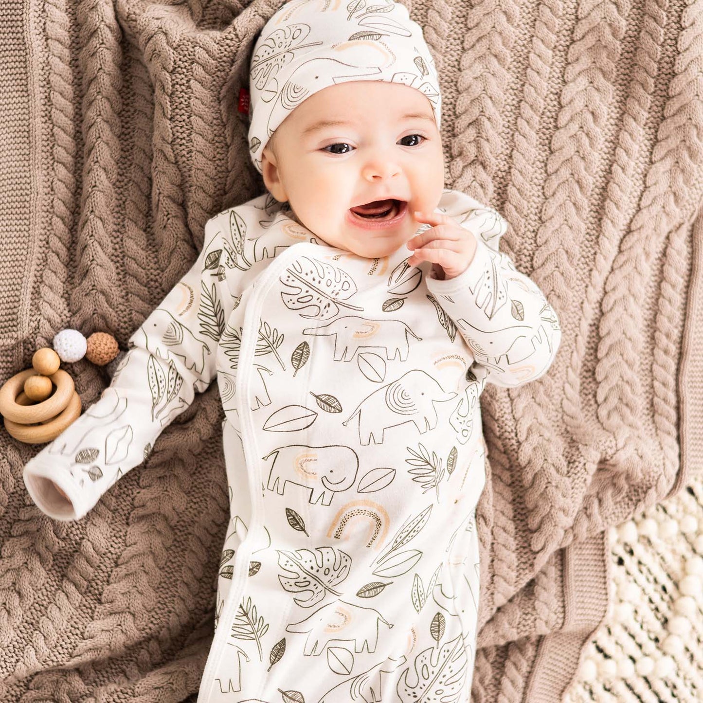 Cream Ellie Go Lucky Organic Gown & Hat
