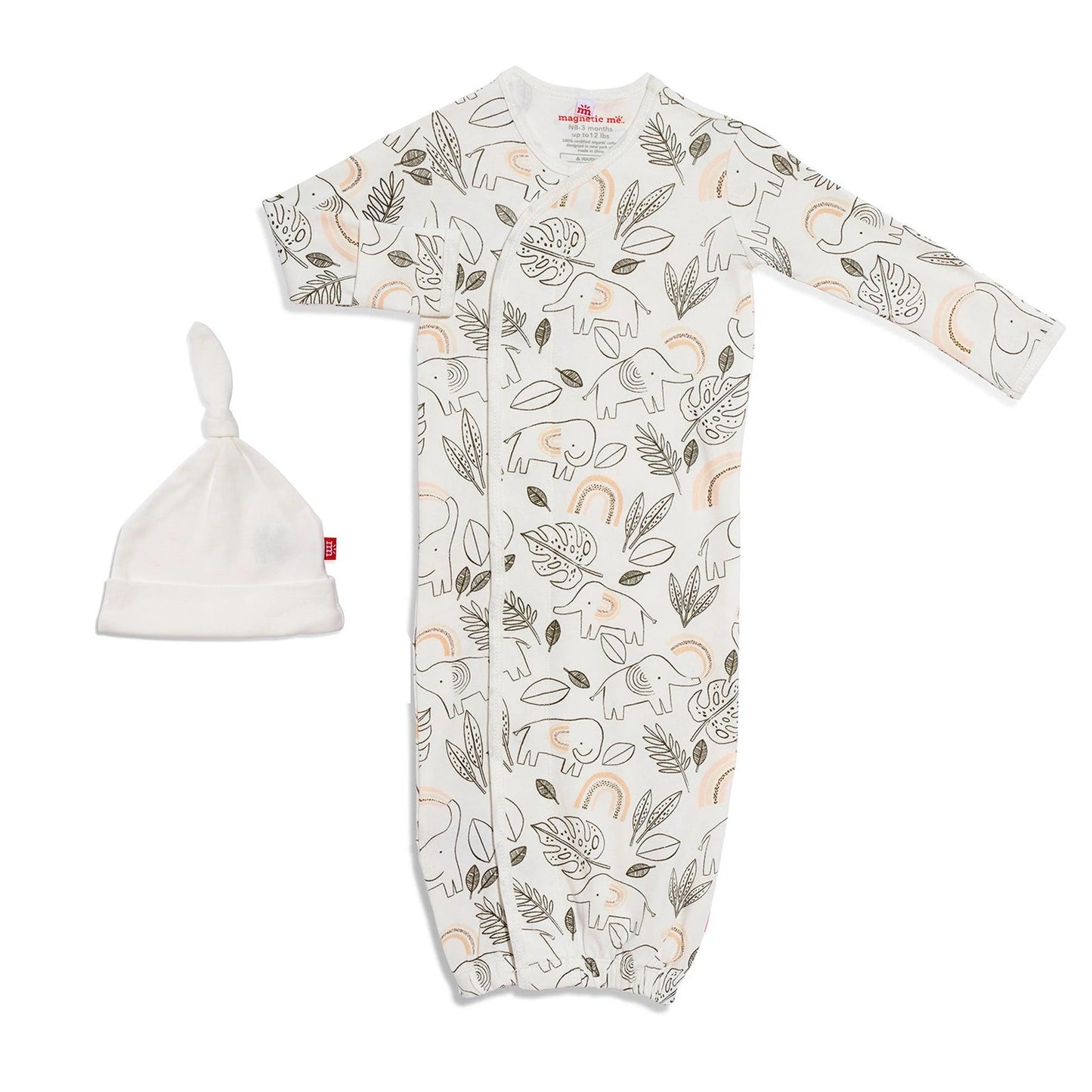 Cream Ellie Go Lucky Organic Gown & Hat
