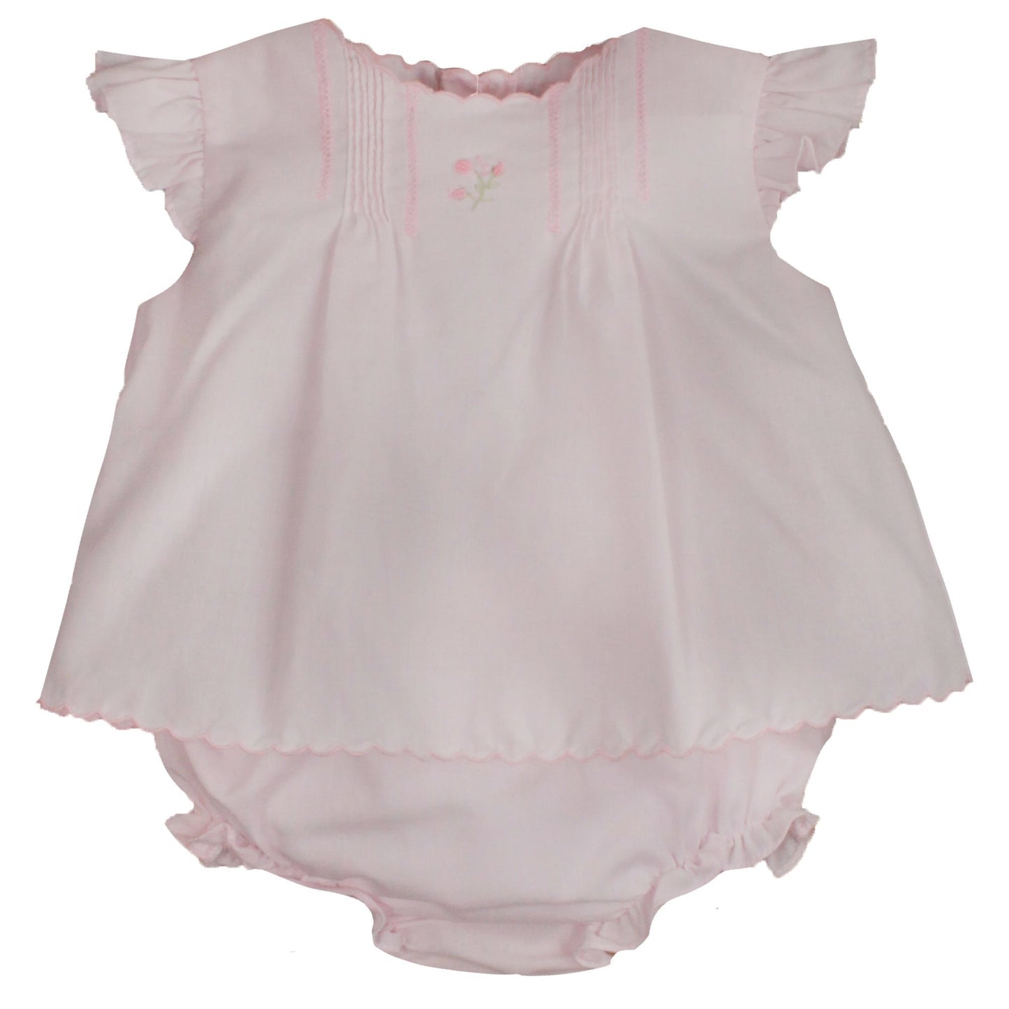 Pink Flowered Embroidered Heirloom Diaper Set