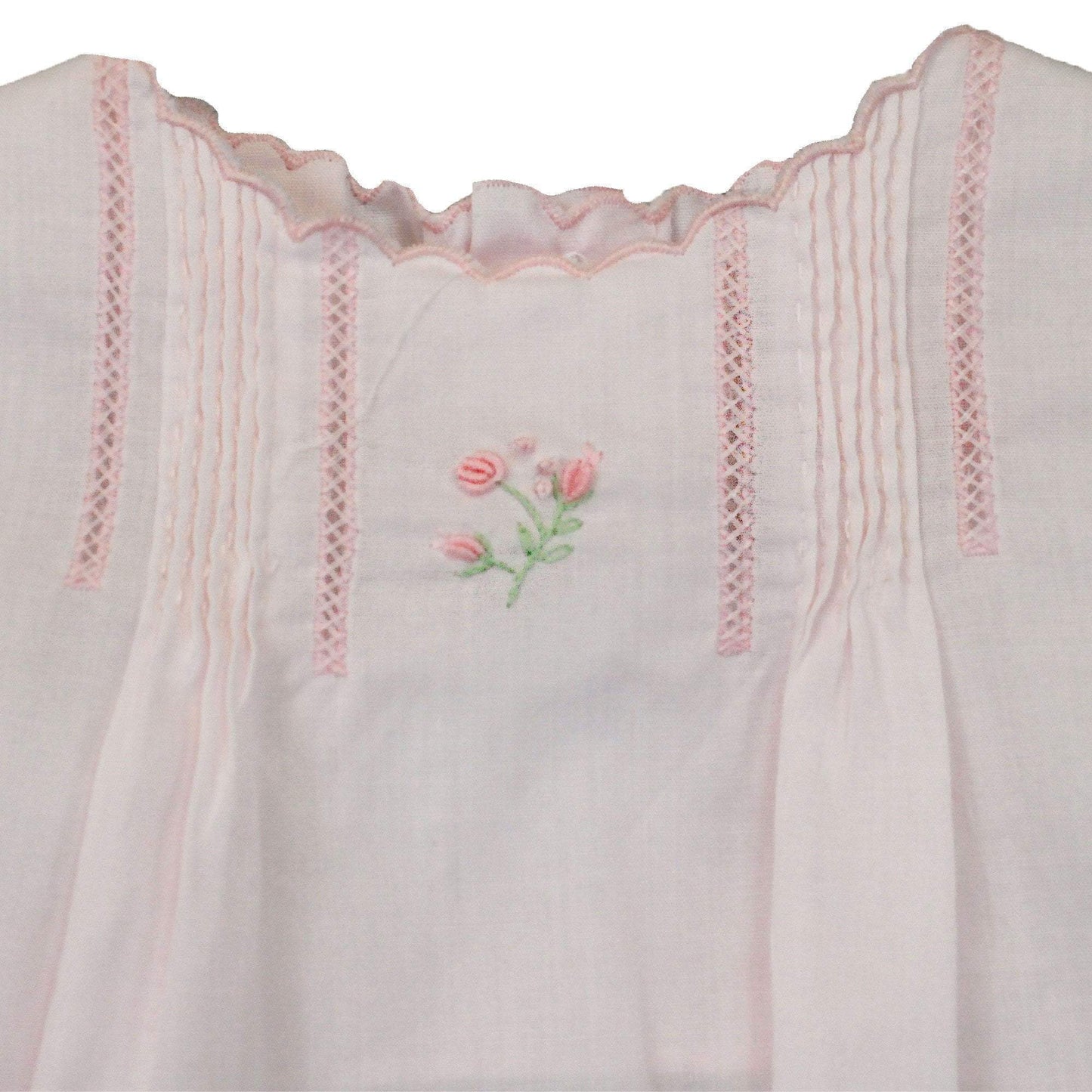 Pink Flowered Embroidered Heirloom Diaper Set