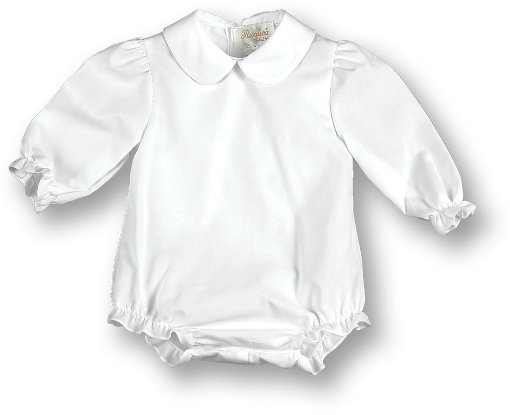 Plain White LS Girl Peter Pan Collar Bubble