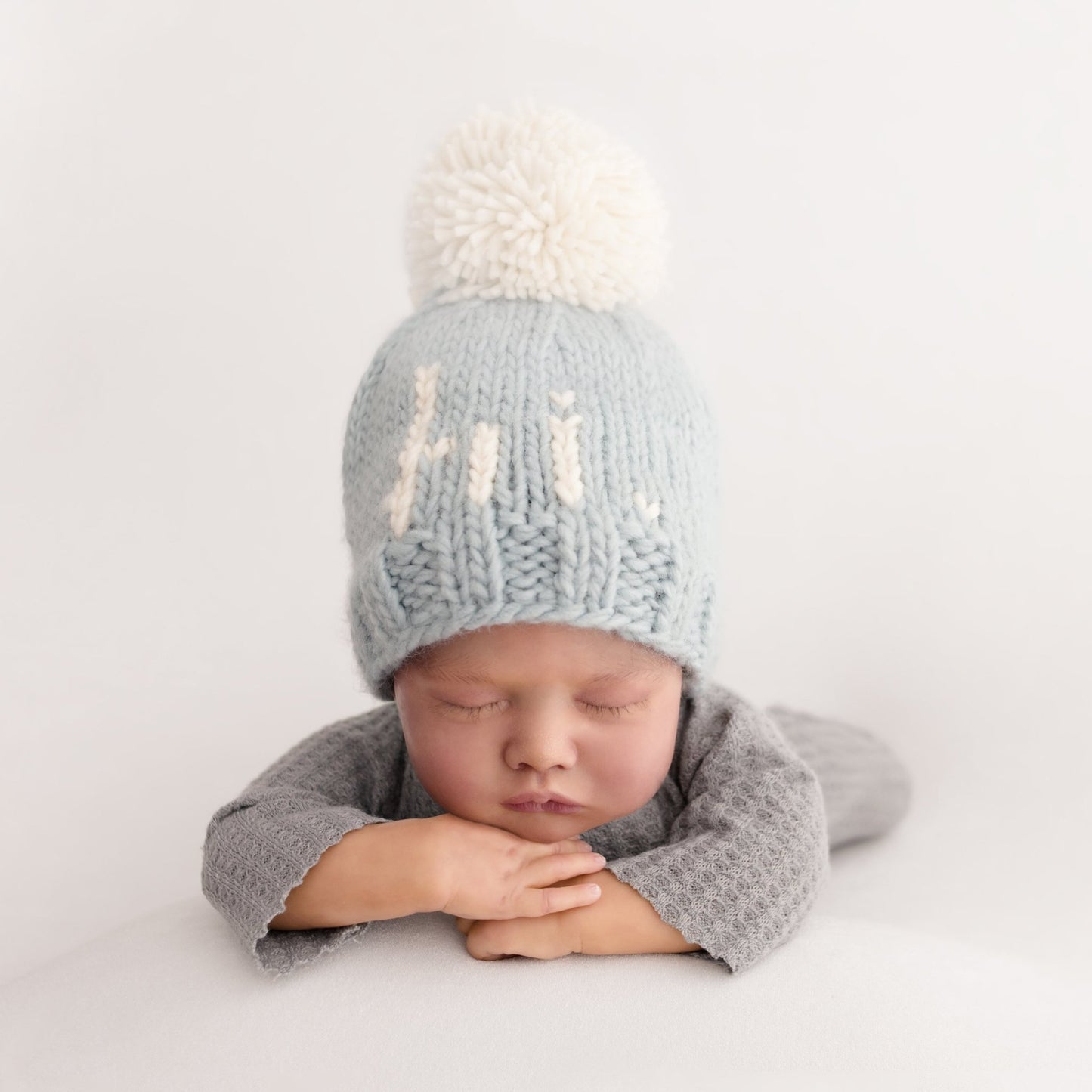 Surf Blue "Hi" Hand Knit Beanie