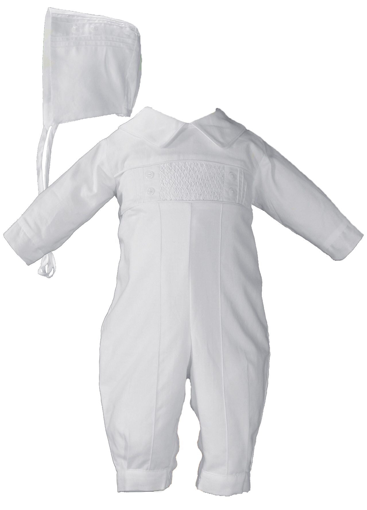 Hand Smocked Boys Pin Tucked Christening Baptism Coverall