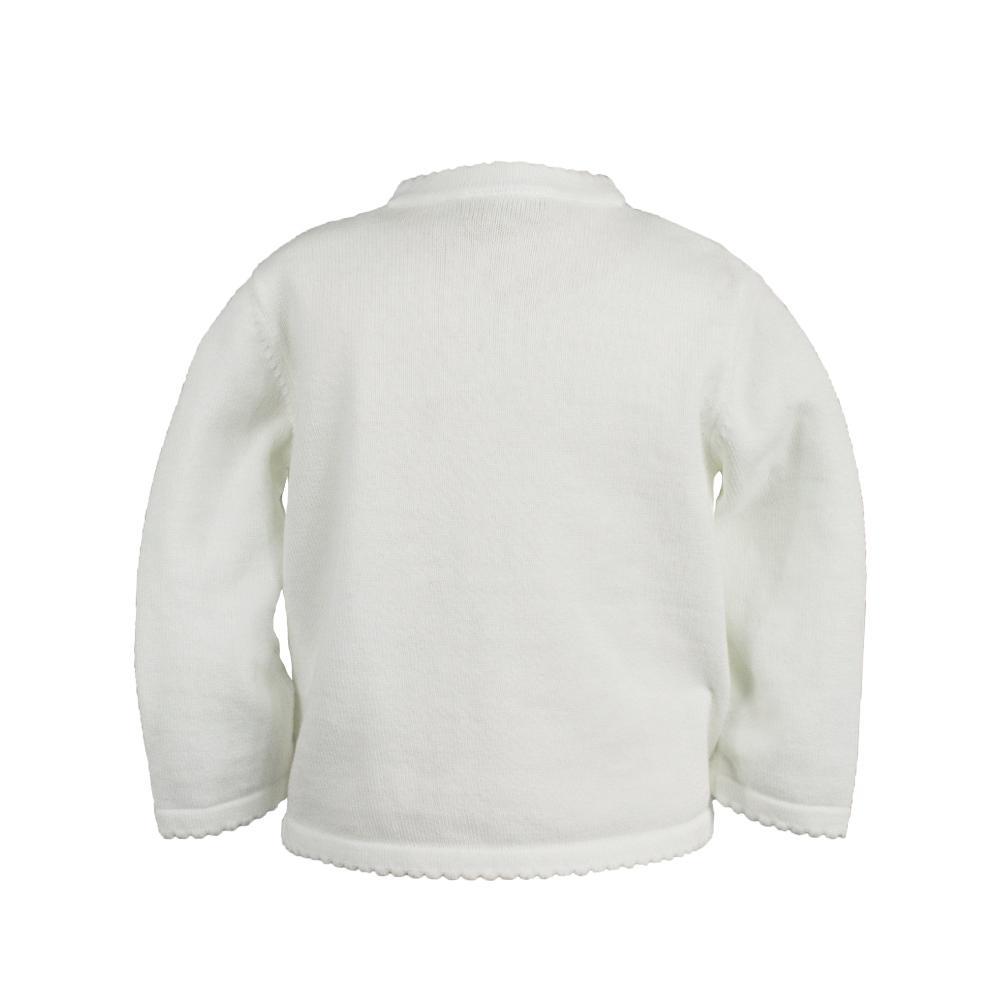 White Scalloped Edge Cardigan Sweater
