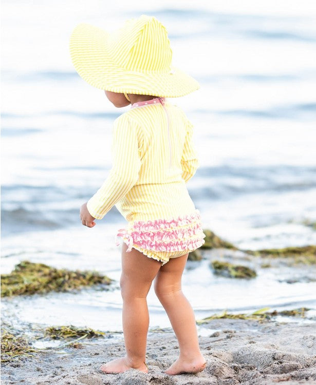 Banana Yellow Seersucker One Piece Rash Guard