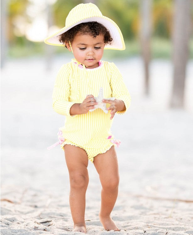 Banana Yellow Seersucker One Piece Rash Guard