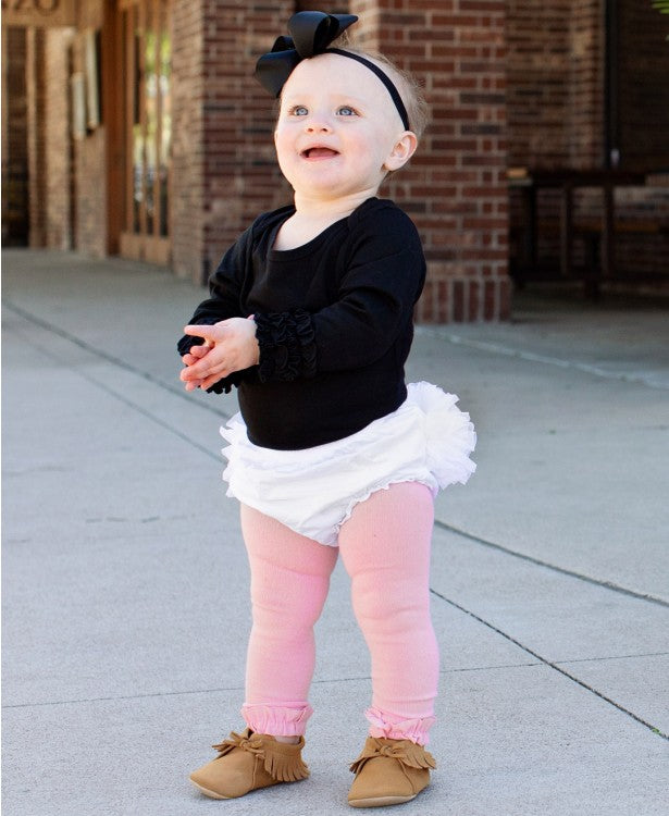 Pink Footless Ruffle Leggings