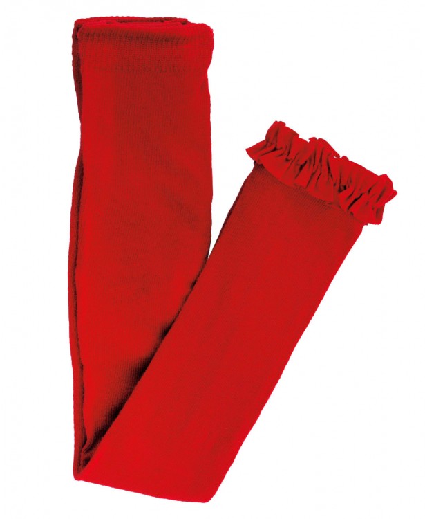 Red Footless Ruffle Tights
