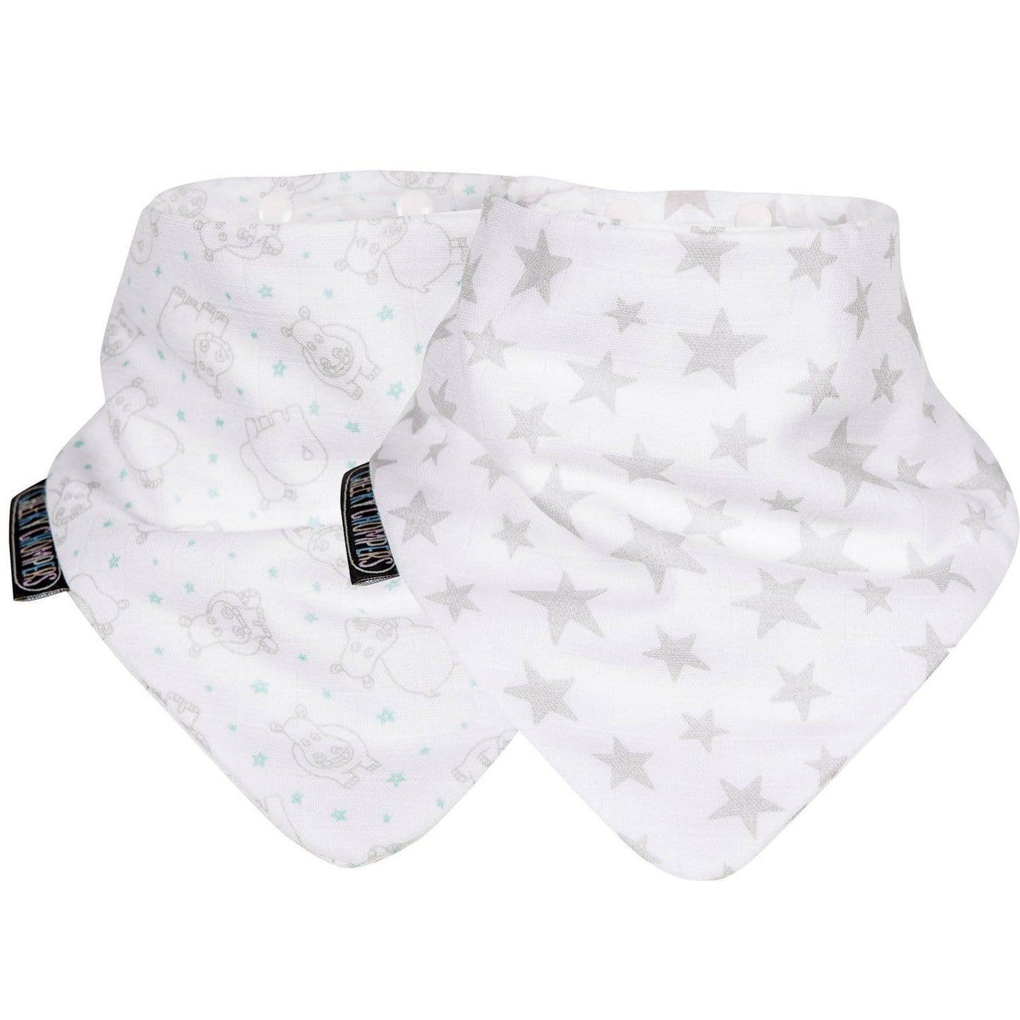 Muslin Stars and Hippos Neckerchew Twin Pack