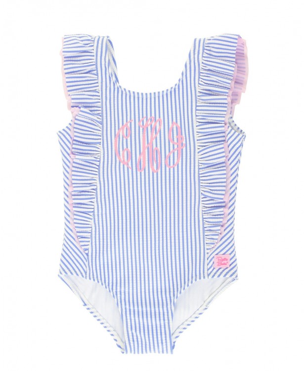 Periwinkle Blue Seersucker Waterfall One Piece
