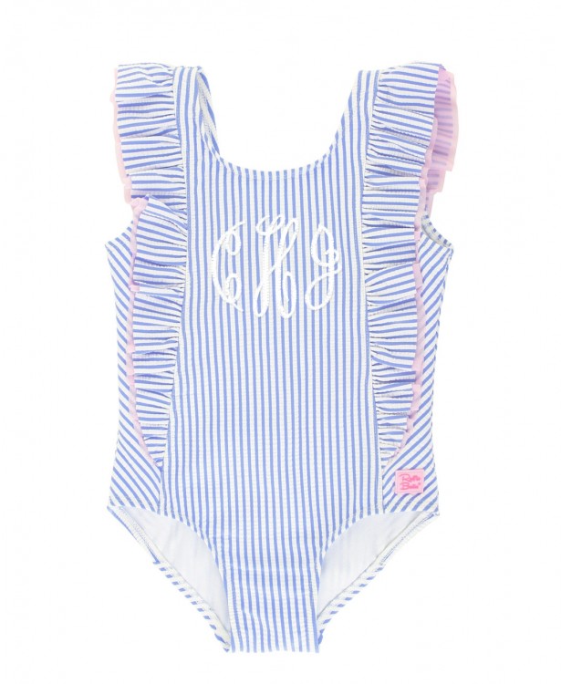 Periwinkle Blue Seersucker Waterfall One Piece