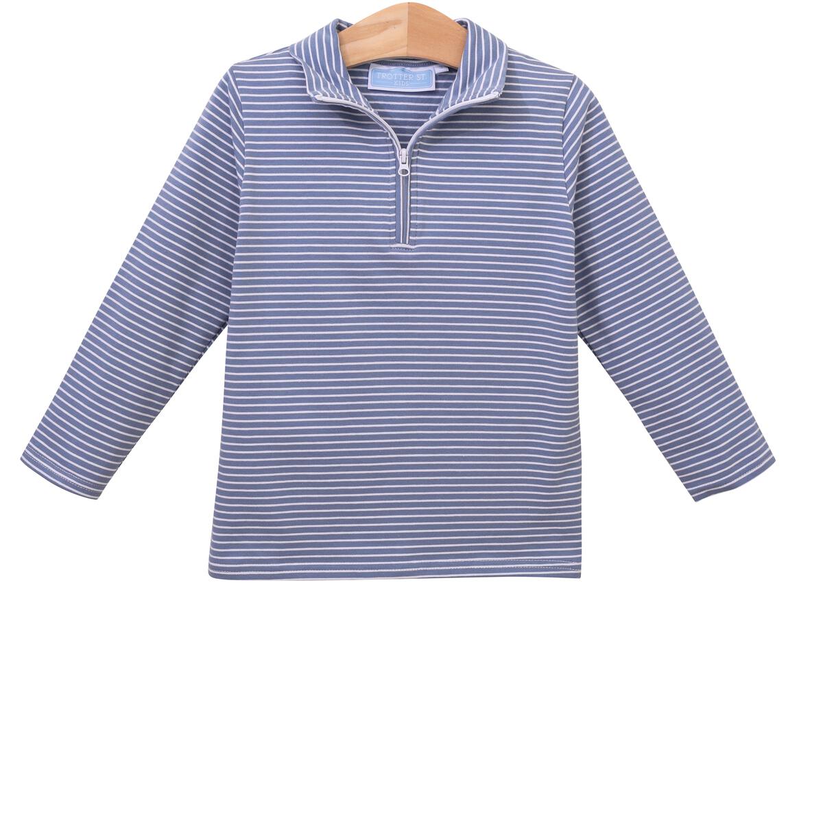 Slate Blue Stripe Tucker Pullover