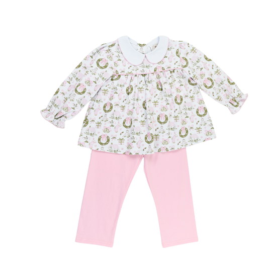 Toile Christmas Stripe Legging Set